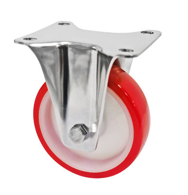 Đỏ trắng PU 5 inch 125mm bánh xe quay, Industrial Castor Trolley Wheels