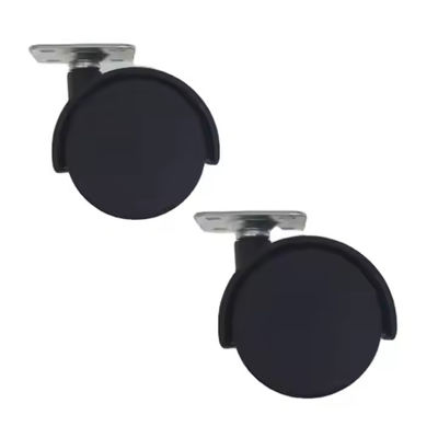50mm Black Top Plate Casters, Nylon Twin Sound Furniture Universal Castor Wheels