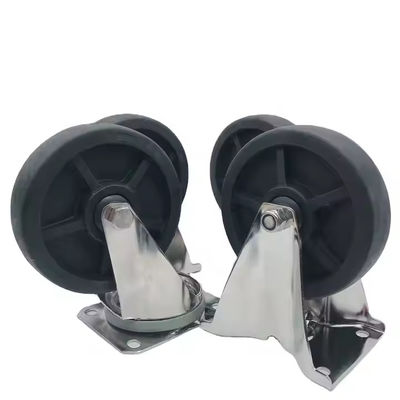 Đen thép không gỉ bánh xe quay Castor công suất nặng 50mm chiều rộng đường chạy chống nhiệt