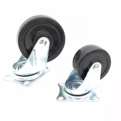 Đen Light Duty bánh xe 3 inch cao su bánh xe 75mm xoay trơn tru chạy