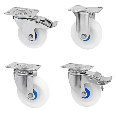 Công suất trung bình 304 thép không gỉ Casters màu trắng PA Casters 150-200KG Capacity tải