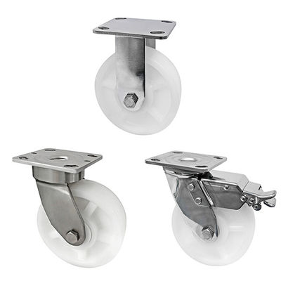 White PA Caster 304 Stainless Steel Heavy Duty Caster Wheels 400KG-600KG Khả năng tải