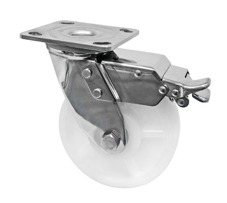 White PA Caster 304 Stainless Steel Heavy Duty Caster Wheels 400KG-600KG Khả năng tải