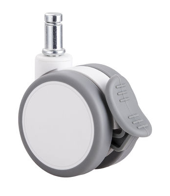 2.5 Inch White Silent Twin Wheel Caster với tấm trên / phanh đơn