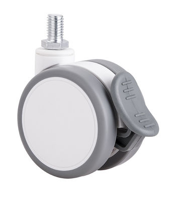 2.5 Inch White Silent Twin Wheel Caster với tấm trên / phanh đơn