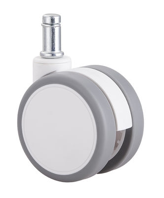 2.5 Inch White Silent Twin Wheel Caster với tấm trên / phanh đơn
