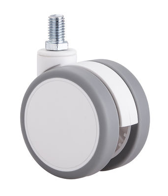 2.5 Inch White Silent Twin Wheel Caster với tấm trên / phanh đơn