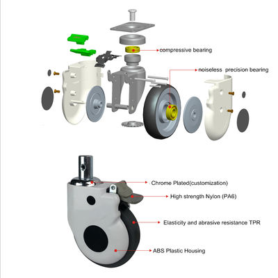 Lốp cơ sở Bệnh viện bánh xe, bánh xe đôi có phanh