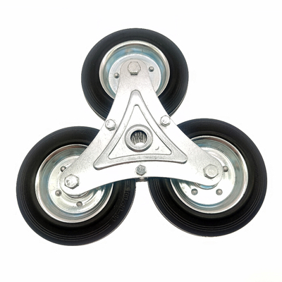 125mm Đen cao su cầu thang leo thang bánh xe với vòng bi cuộn